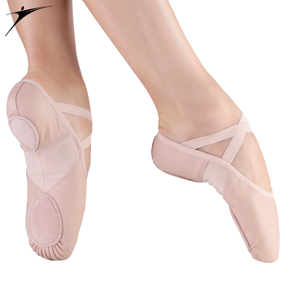 Sapatilha de Ballet em Pele e Nylon Spandex