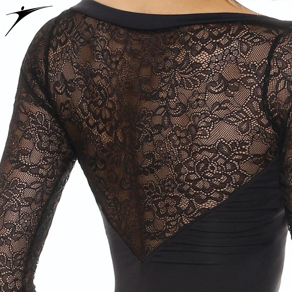 Maillot com mangas e costas em renda