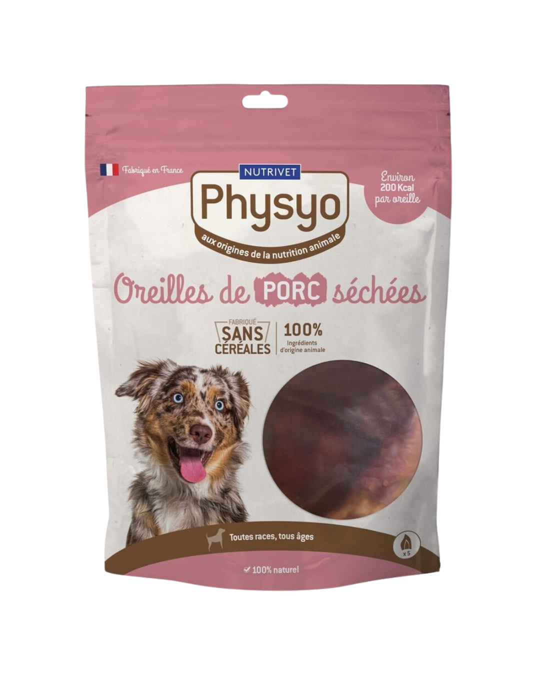Physyo Oreilles de Porc Séchées pour Chiens – 5 Unités