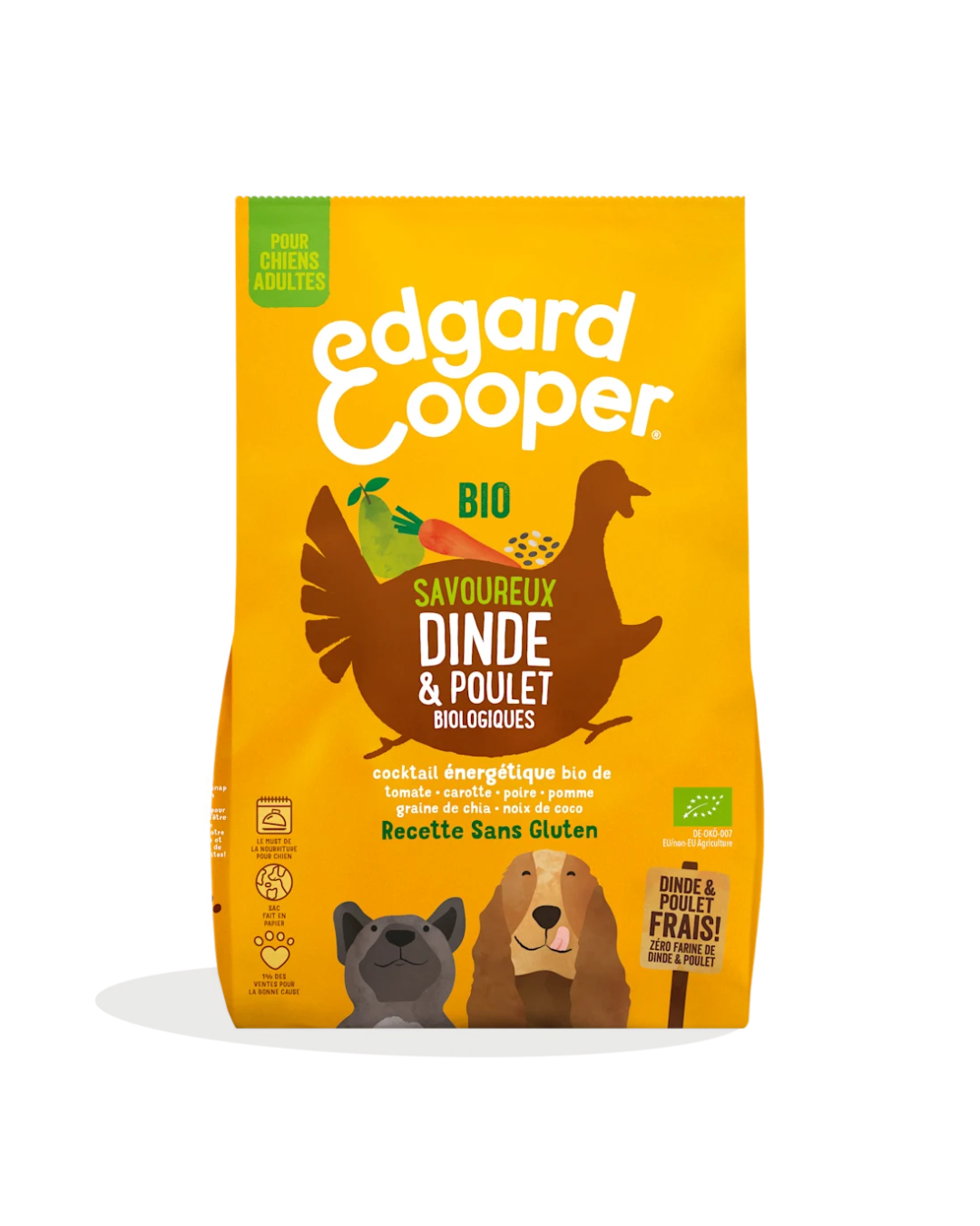 Dinde et Poulet Biologiques – Aliment Sec pour Chiens – Edgard Cooper