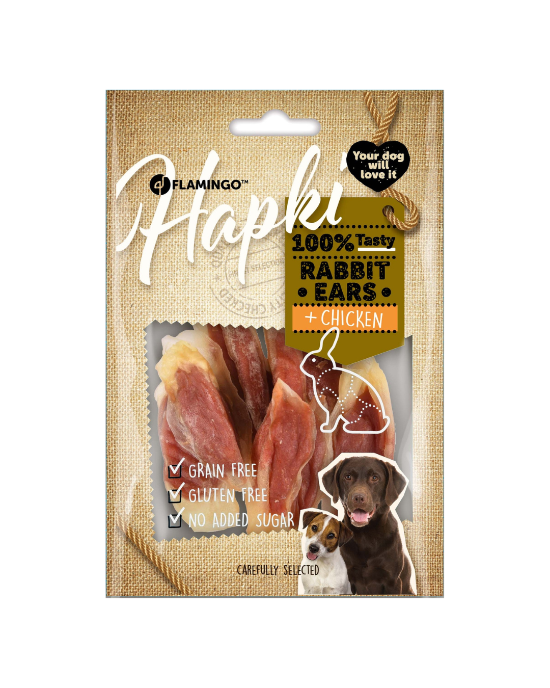 Flamingo- HAPKI OREILLES DE LAPIN AVEC DE POULET 85GR
