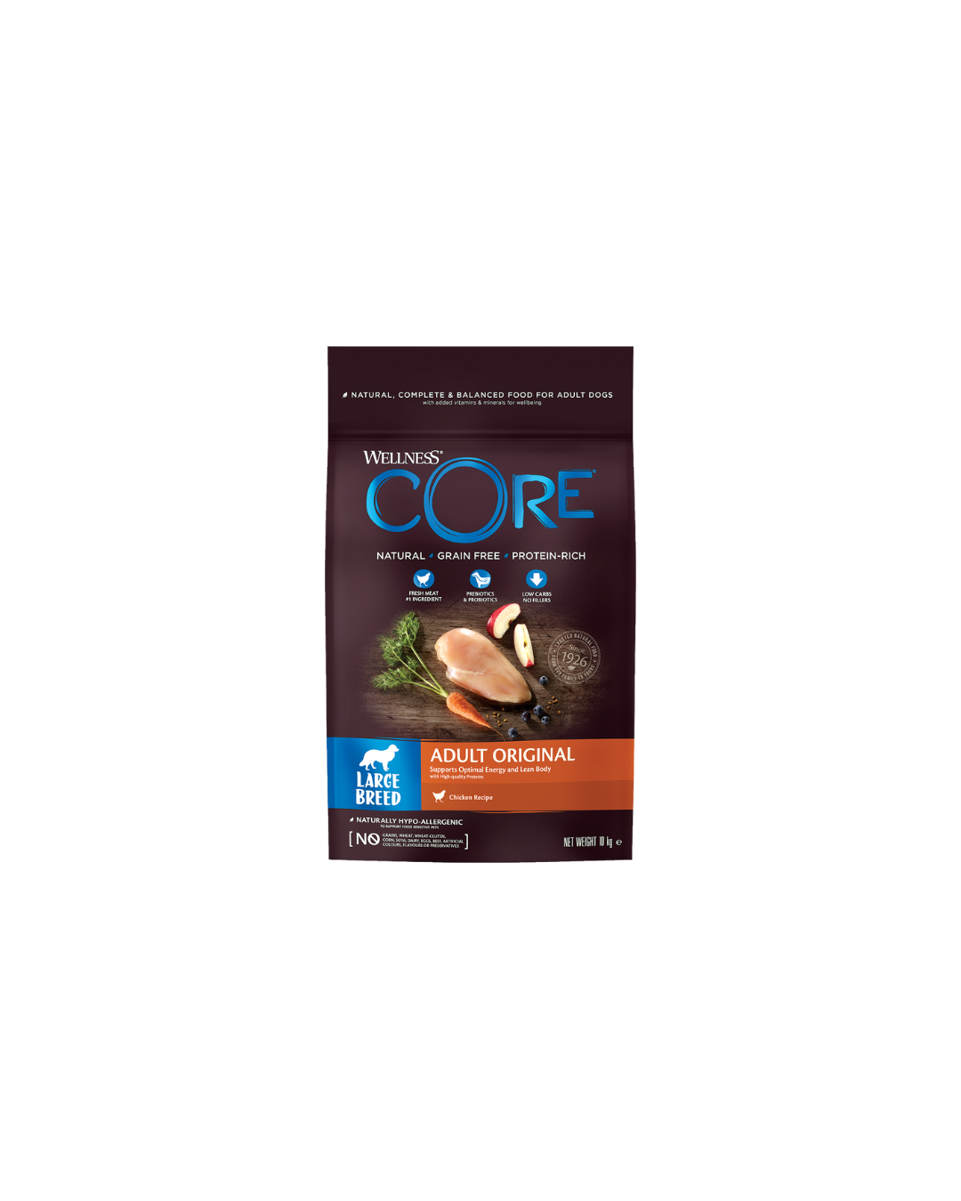 Wellness CORE Original – Croquettes Naturelles sans Céréales pour Chiens Adultes de Grandes Races (10 kg)