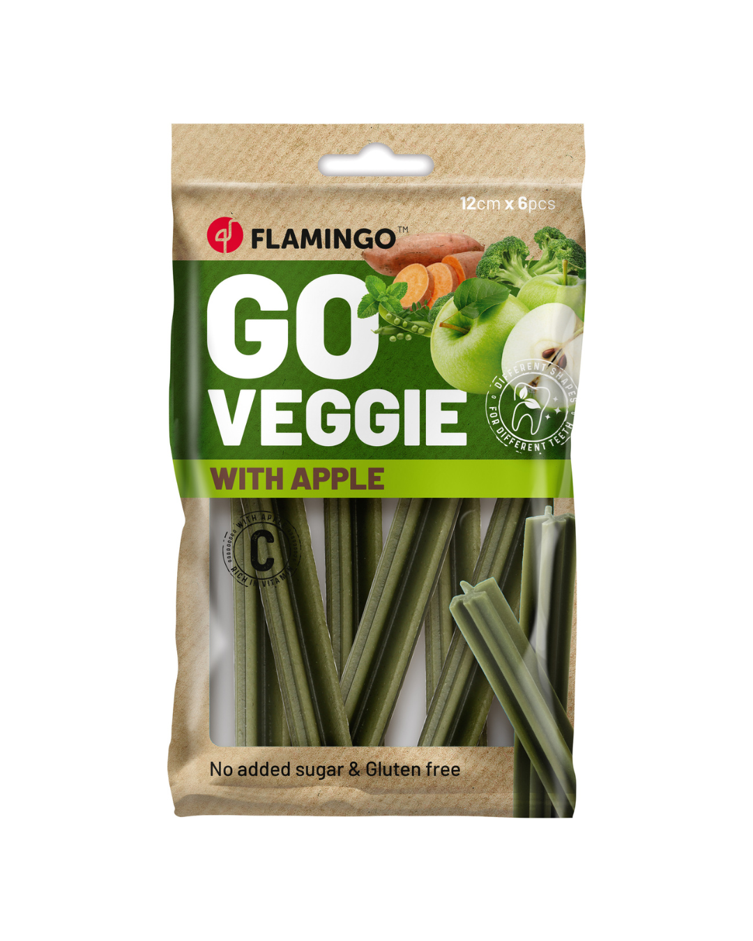 Flamingo- VEGGIE BÂTON AVEC POMME 12CM 6PCS 78G