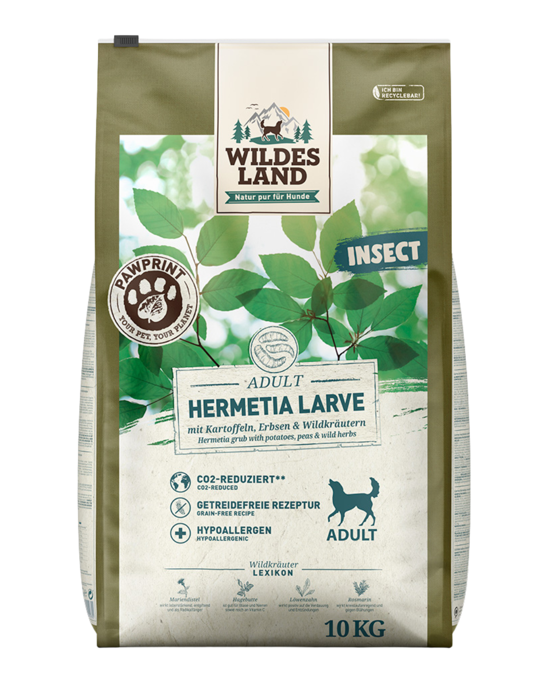 Wildes Land – Croquettes – Insecte Adulte Larves d’Hermetia 10 kg