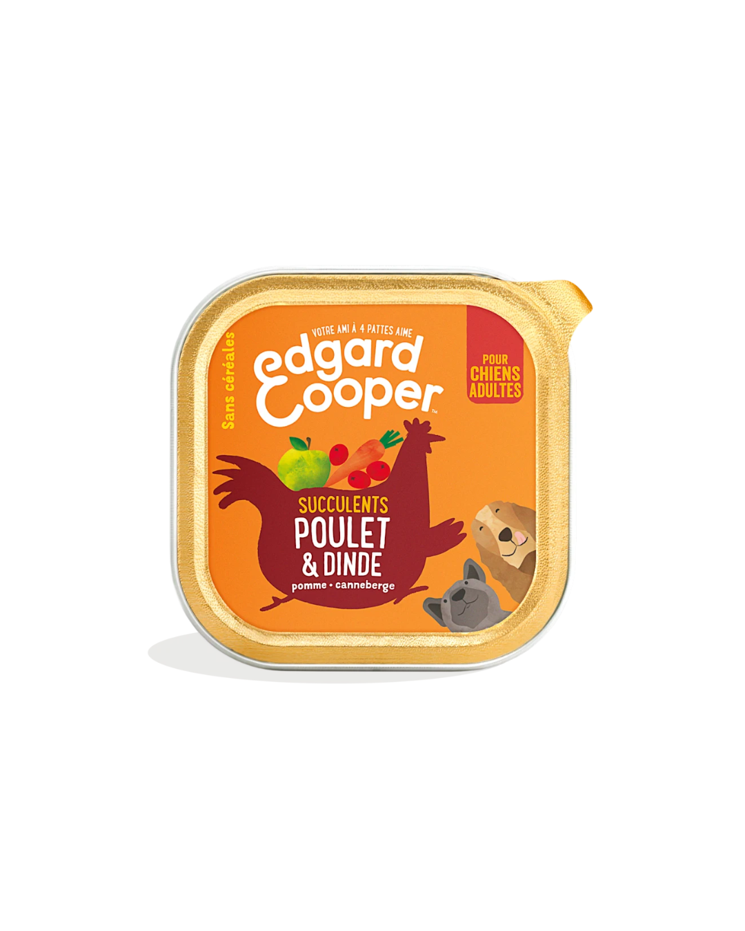 Poulet et Dinde – Aliment Humide pour Chiens 6 x 400 g – Edgard Cooper