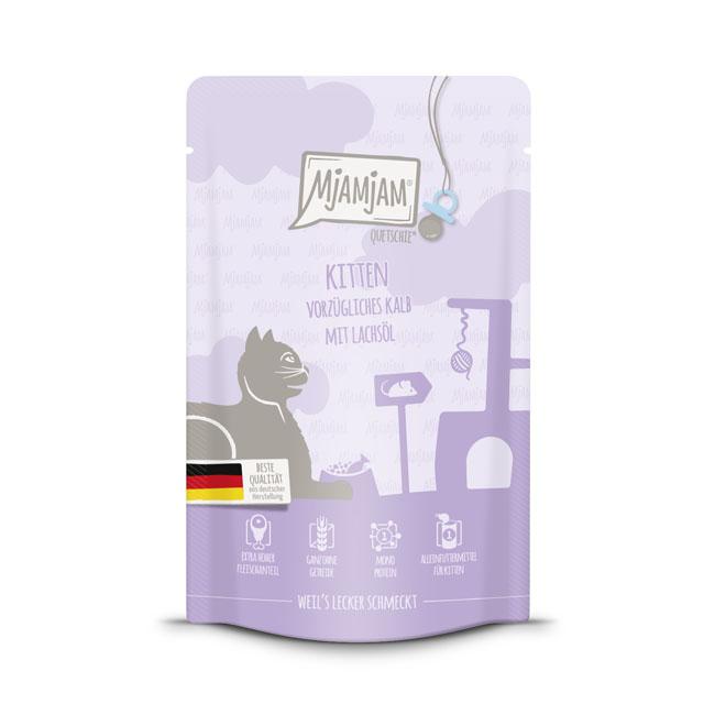 Chaton – Veau exquis à l´huile de saumon – Chat – 125g Quetschie – repas délicieux