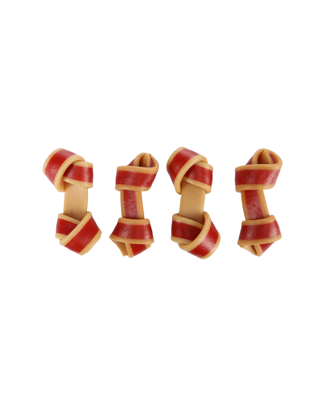 Flamingo- OS AVEC NŒUDS EN CUIR BRUT ZERO AU POULET ET AU PORC 9 CM — 4 UNITÉS (140 G)
