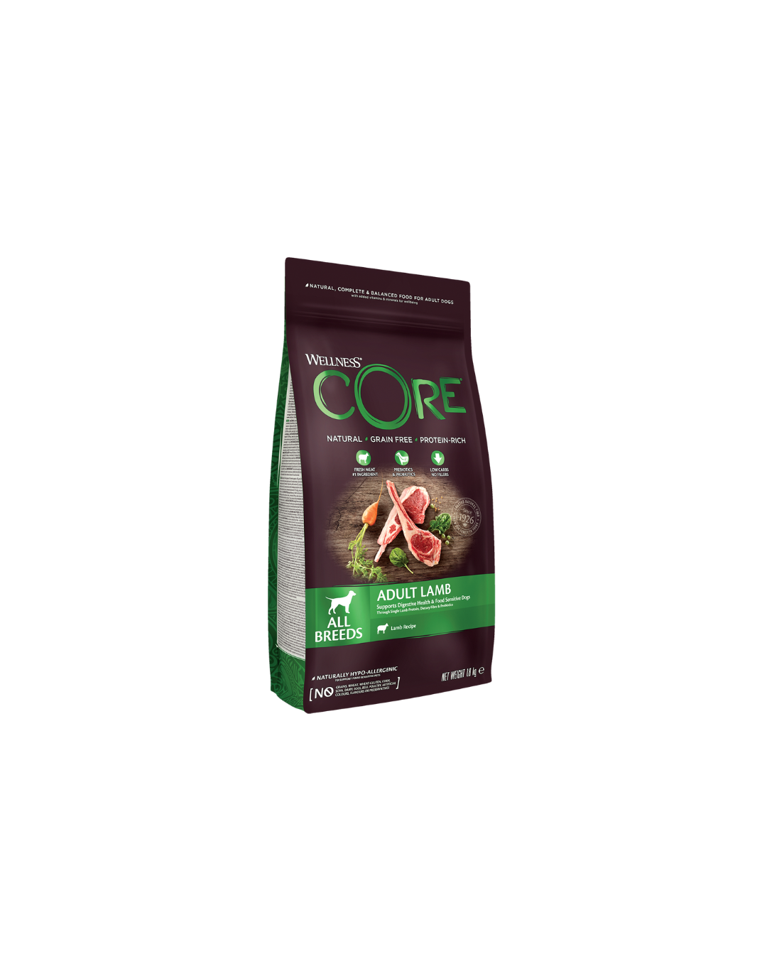 Wellness CORE Adult – Croquettes Naturelles à l’Agneau sans Céréales pour Chiens Adultes