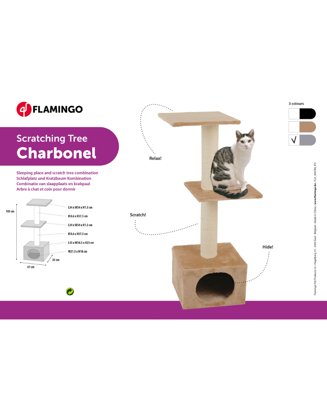 Arbre à chat Charbonel Gris- Flamingo