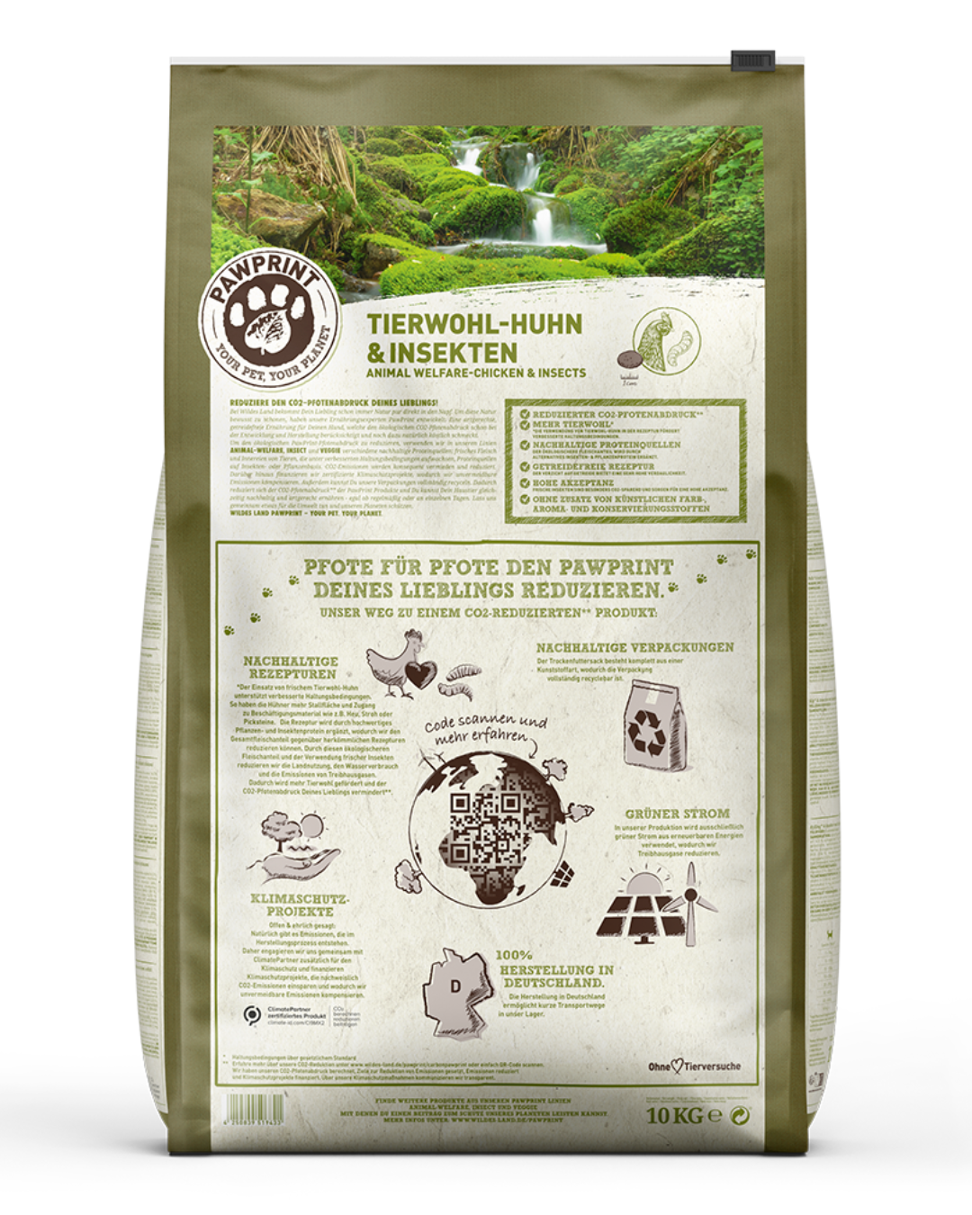 Wildes Land – Croquettes – PawPrint Bien-Être Animal Poulet & Insectes 10 kg