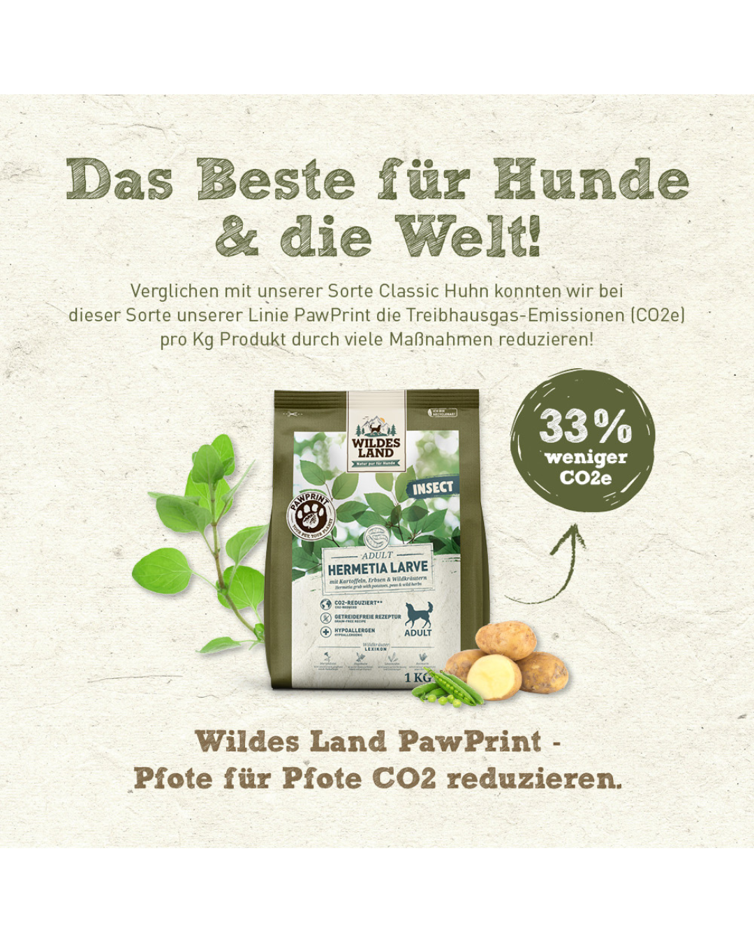 Wildes Land – Croquettes – Insecte Adulte Larves d’Hermetia 10 kg