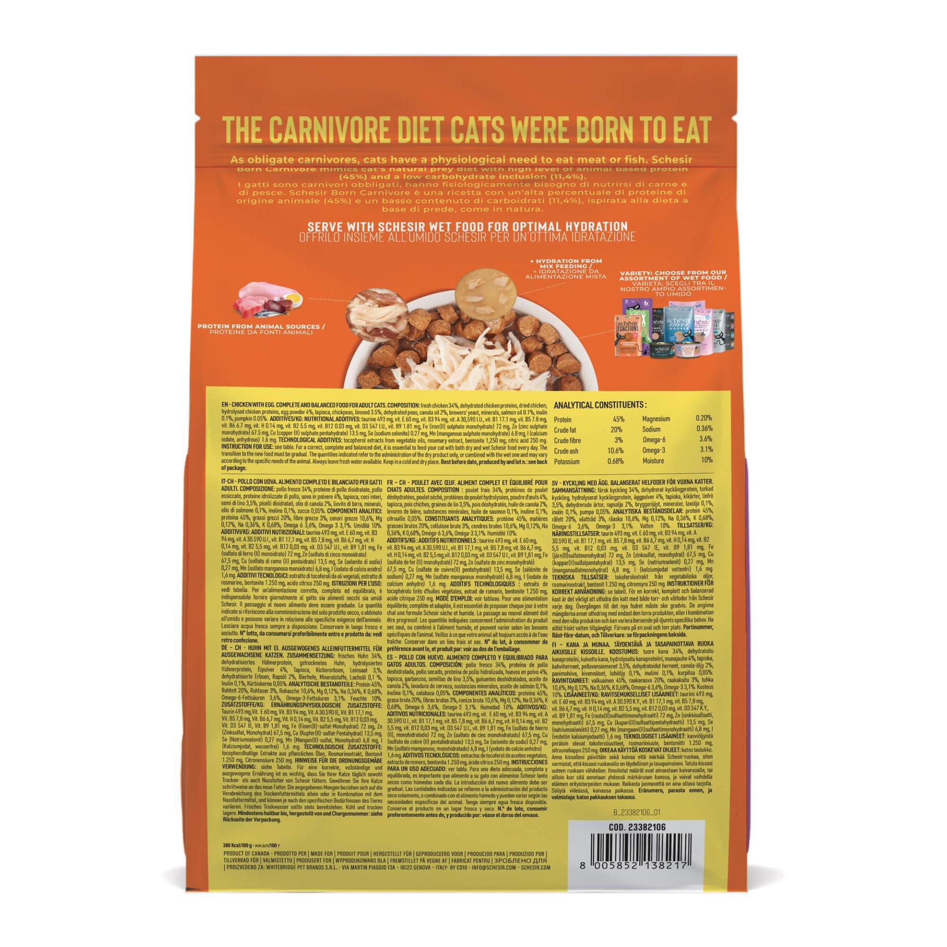 Schesir™ Chat Born Carnivore Poulet & Œuf – 1,25 kg