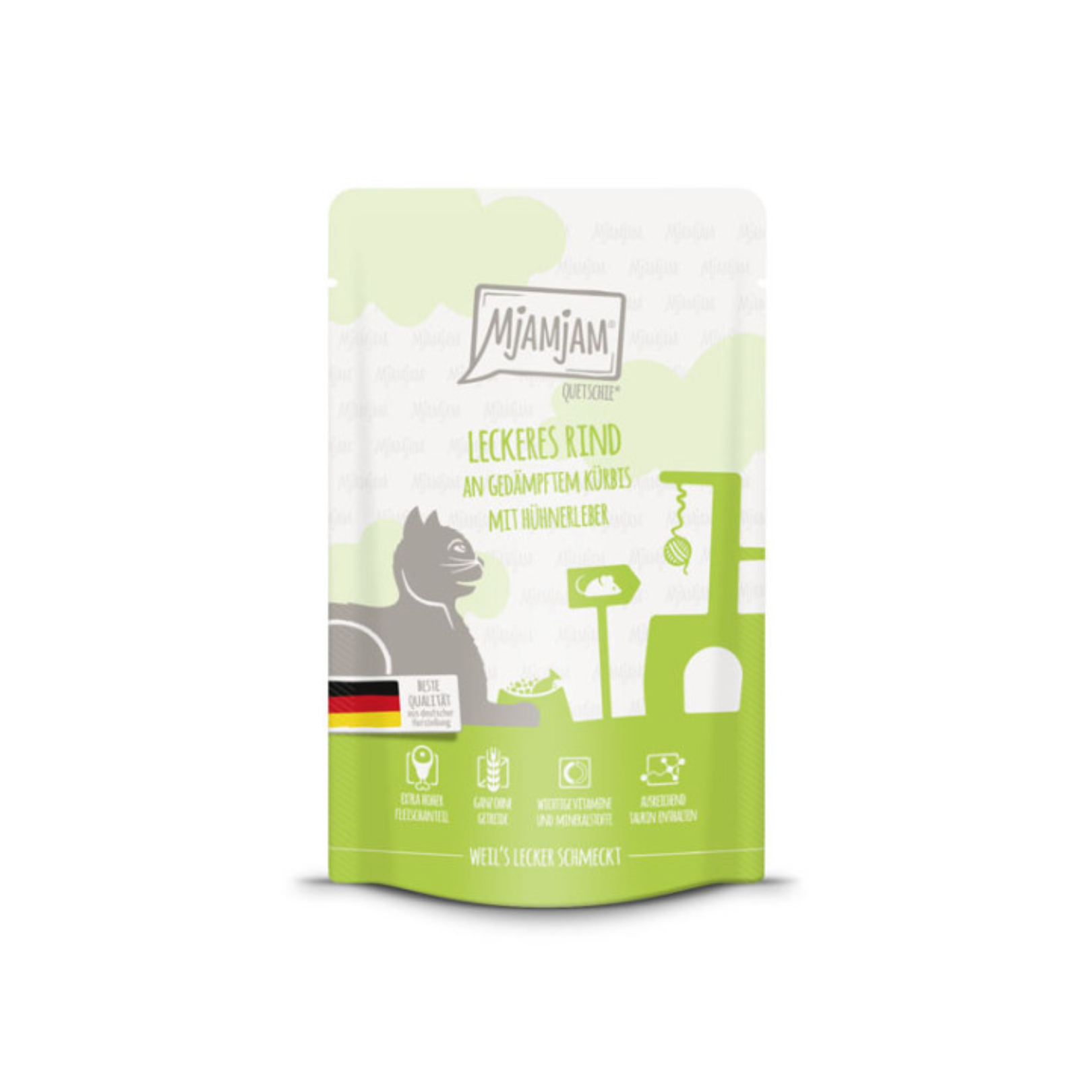 Boeuf savoureux avec courge vapeur et foie de poulet - Chat - 125g Quetschie - repas délicieux