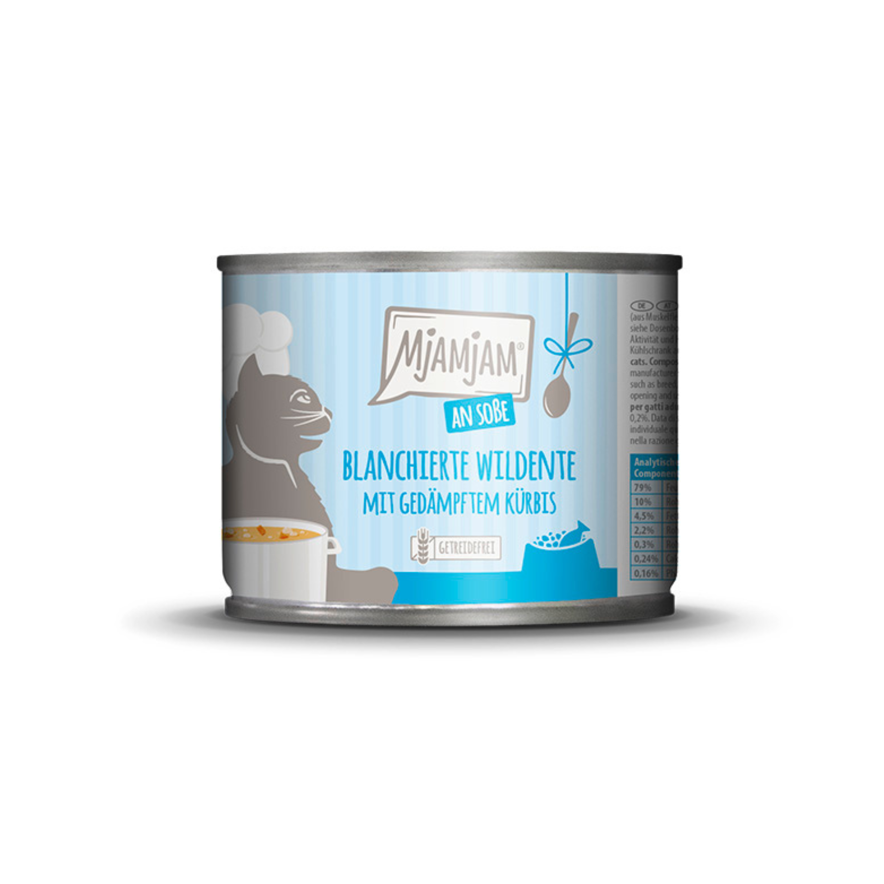 Canard sauvage blanchi avec courge cuite à la vapeur en sauce – Chat – 185g – en sauce
