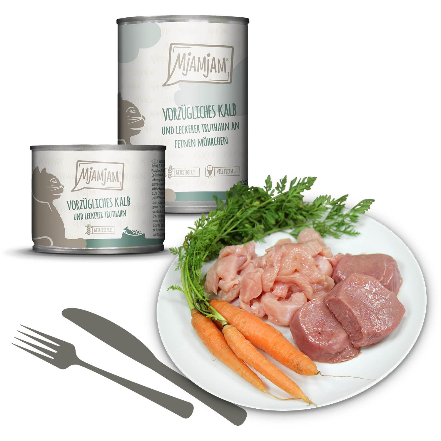 Veau exquis et dinde savoureuse avec fines carottes – Chat – 200g – repas délicieux
