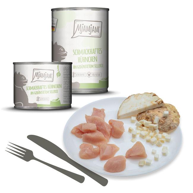 Poulet savoureux avec céleri vapeur – Chat – 200g – repas délicieux
