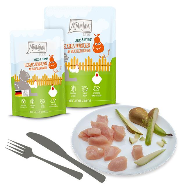 Poulet savoureux aux poires fruitées – Chat – 125g Quetschies – Chicks & Friends