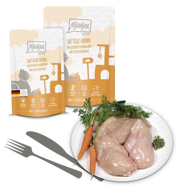 Poulet succulent avec de savoureuses carottes – Chat – 125g Quetschie – repas délicieux