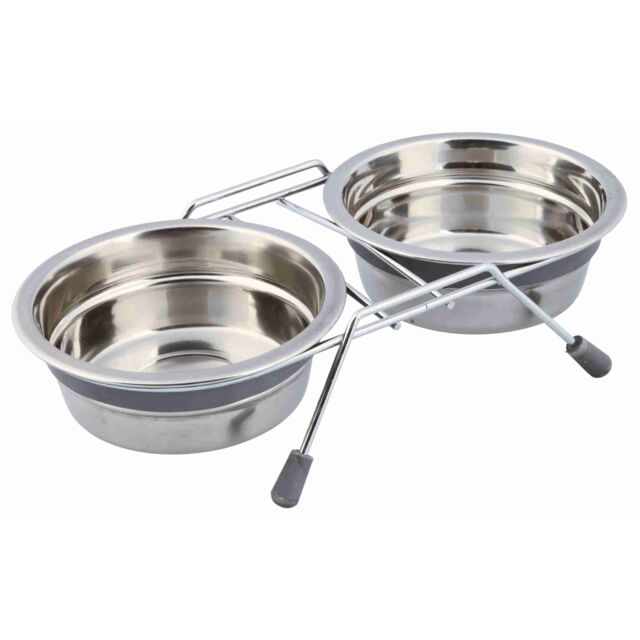 Set de Gamelles Anti-Bruit – Acier Inoxydable avec Support en Métal
