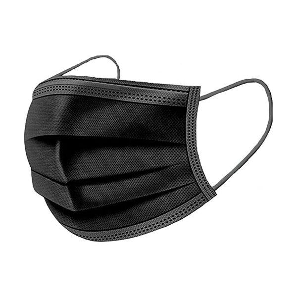 Máscara de polipropileno com 3 camadas pretas (50 und)