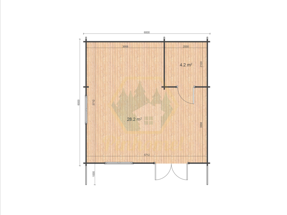 LINUS 6x6m com WC- 44mm 