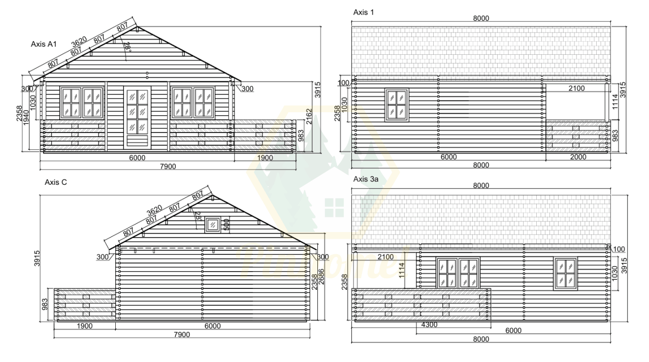 PINHOMEL27 - 6x6m (com mezanino), 44mm  
