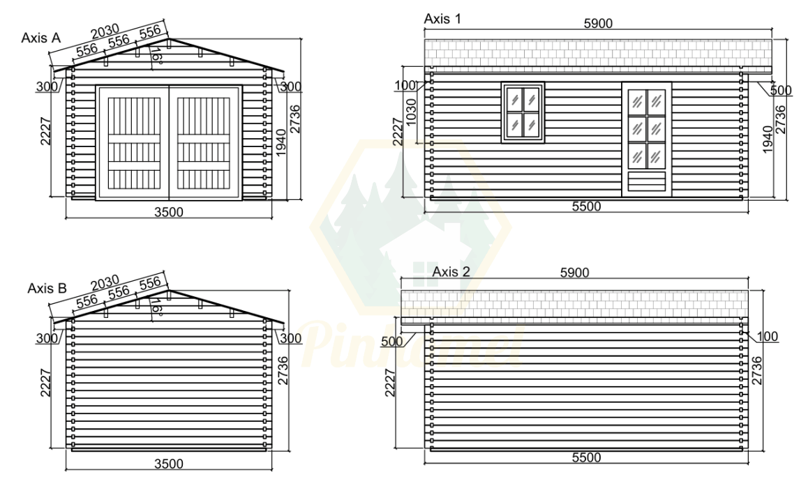 PINHOMEL14 - 3.5x5.5m, 44mm    