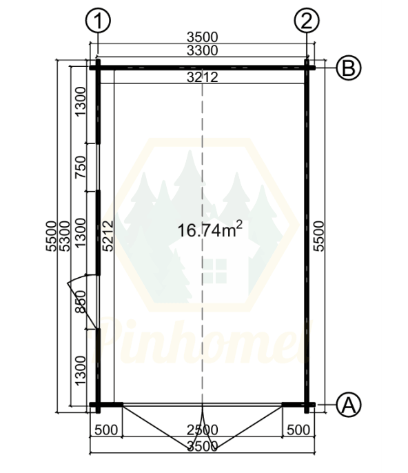 PINHOMEL14 - 3.5x5.5m, 44mm    