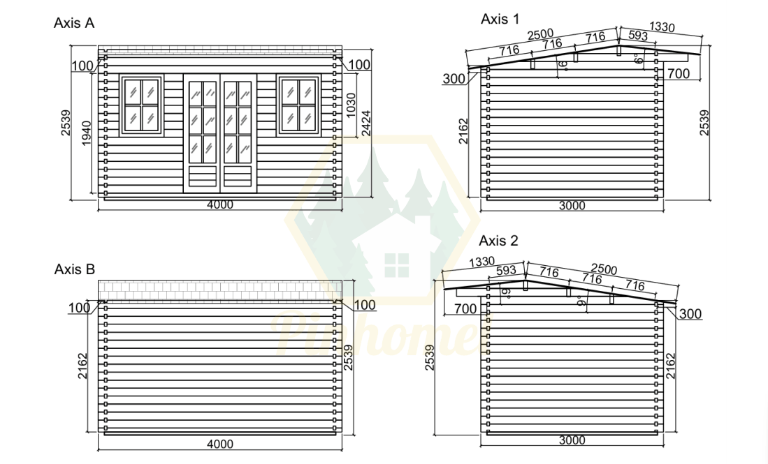 PINHOMEL1 - 4x3m, 44mm   