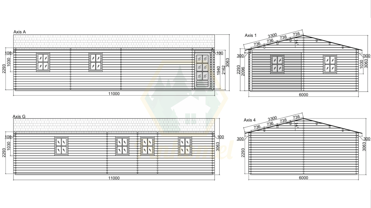 PINHOMEL12 - 6x11m, 66m²- 44mm    