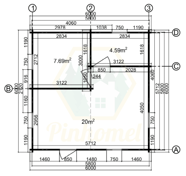 PINHOMEL8 - 6x6m, 44mm   