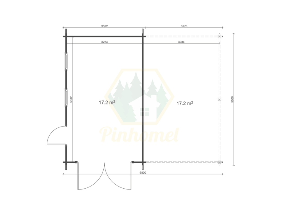 GARAGEM COM TELHEIRO 6.8x5.6m-44mm  