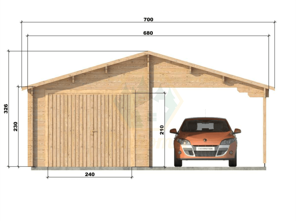 GARAGEM COM TELHEIRO 6.8x5.6m-44mm  