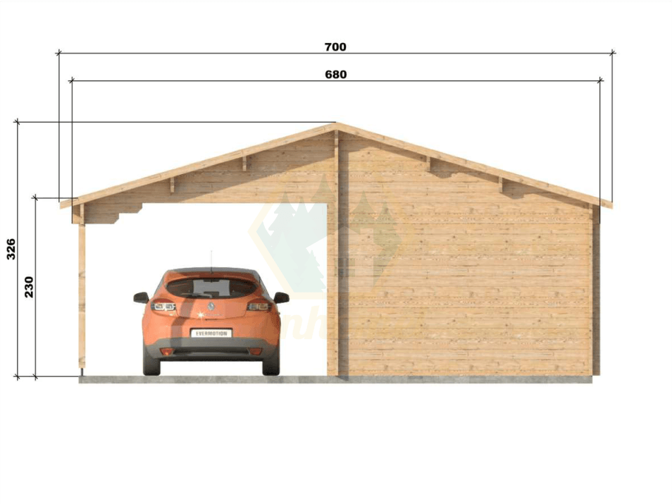 GARAGEM COM TELHEIRO 6.8x5.6m-44mm  
