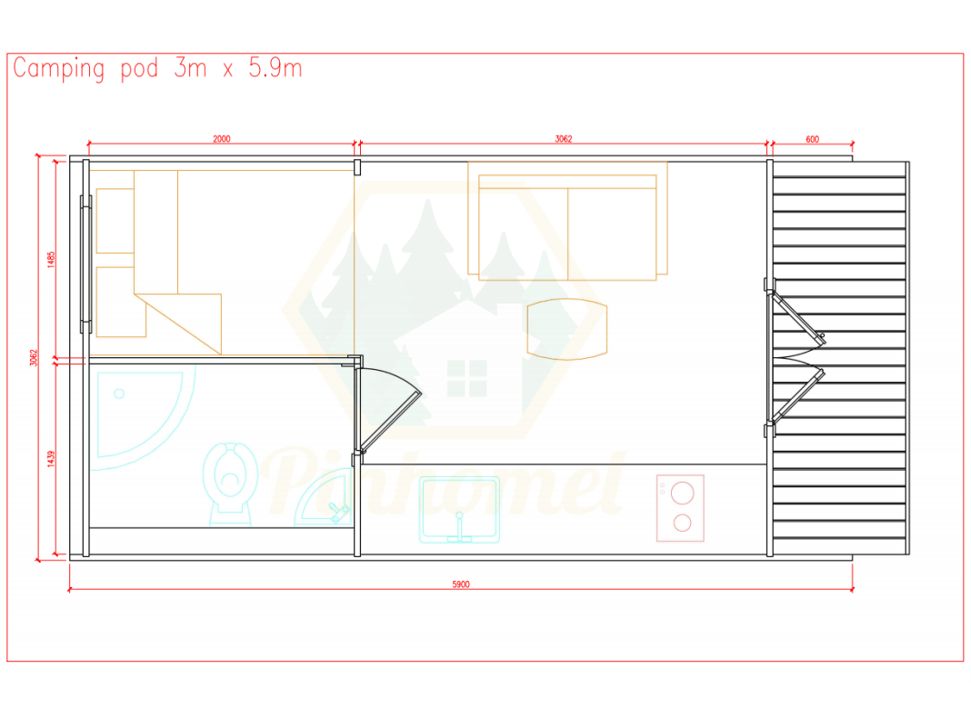 Camping Pod - 3 x 5.9m, 44mm